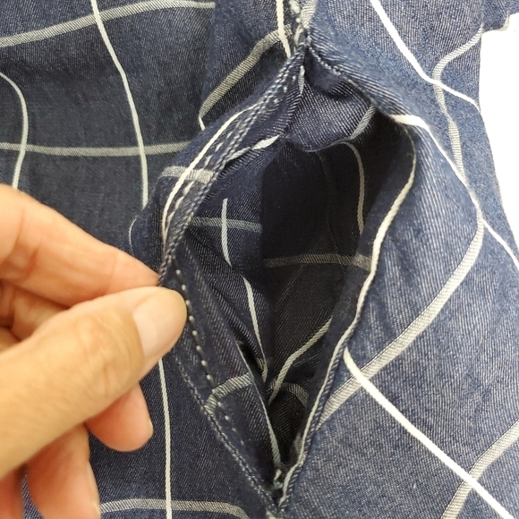 Max Studio Navy Plaid 100% Cotton Shirt Dress Size M - Picture 11 of 11